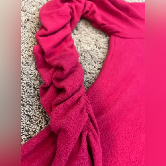 NWT new XL Anthropologie ruched sleeve turtleneck top raspberry pink stretchy - Picture 9 of 17